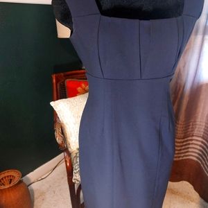 Calvin Klein Navy Portrait Neck Sheath